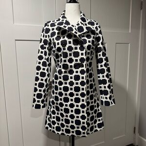 Banana Republic Navy and White Geometric Coat